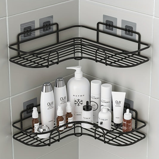 Punch-Free Corner Shelf – Wall-Mounted Bathroom Rack for Shampoo, Lotion, and Cosmetics | Bathroom Accessories Organizer